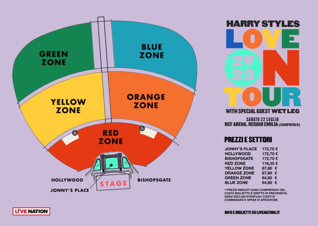 Mappa Harry Styles Concerto Campovolo Reggio Emilia