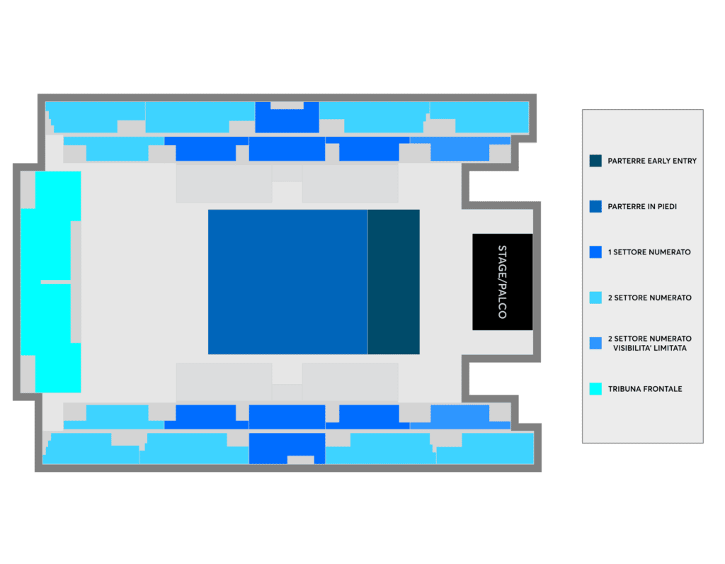 Mappa concerto Robbie Williams Unipol Arena Bologna